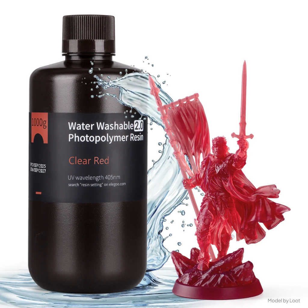 Elegoo Resin Water Washable 2.0 Clear Red